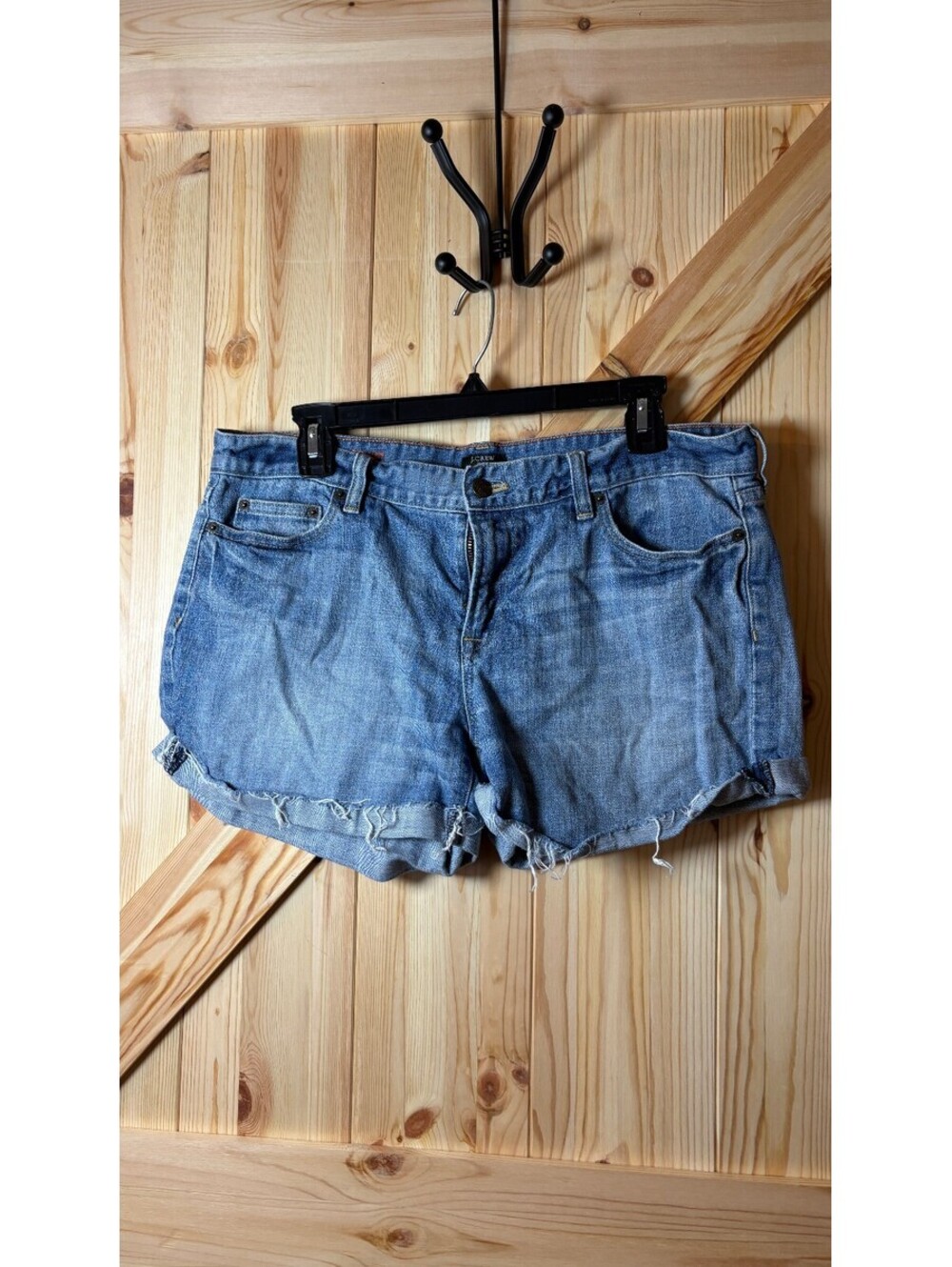 J.Crew Stretch Denim Shorts Size 12 with Frayed Hem